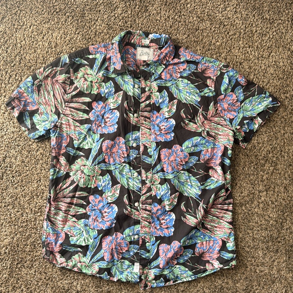 Bixby stitch, fix men’s short sleeve floral, casual, button-down shirt, large​